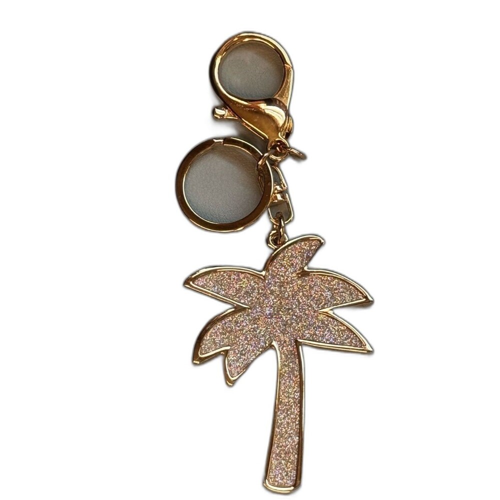 Express Gold Glitter Palm Tree Keychain Bag Charm NWOT Tropical Summer Gift